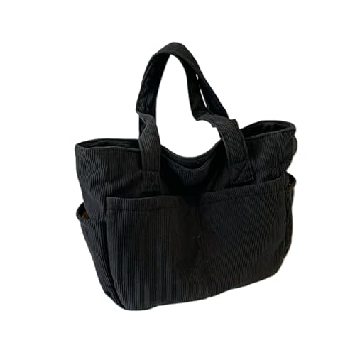 Sac à bandoulière en tissu noir avec poches latérales et poignée
