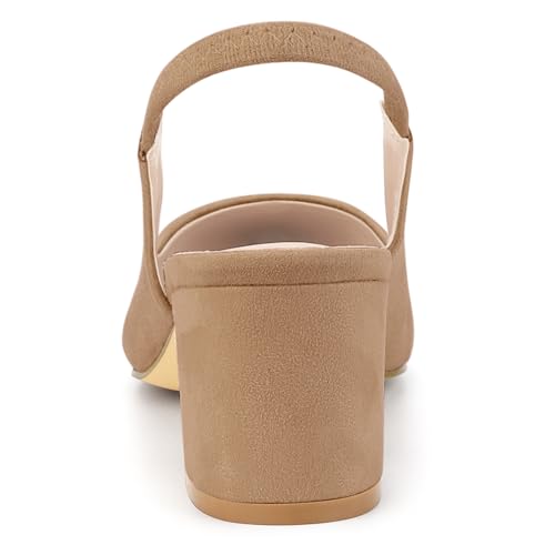 Allegra K Women's Pointed Toe Block Heel Pumps Nude Slingback Heels - 6 M US3