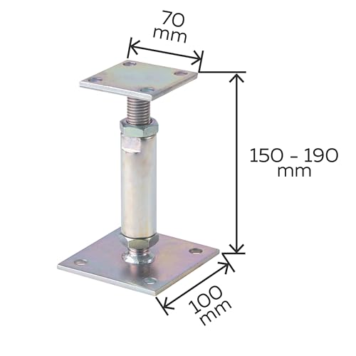 Alberts 212971 Pfostenträger | höhenverstellbar, zum Aufschrauben | galvanisch verzinkt, dickschichtpassiviert | Höhe 150 - 190 mm | 2er Set