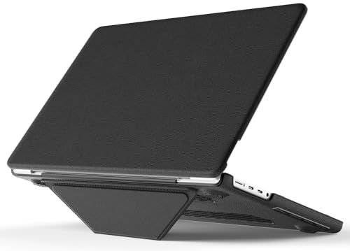 Image of ProElite Case for MacBook Pro 14 inch 2025 2024 2023 2022 2021 M5 Pro /M5 Max /M5 /M4 /M3 A2918 A2992 M2 A2779 M1 A2442 Pro Max, Slim Leather Case with Foldable Stand, Black