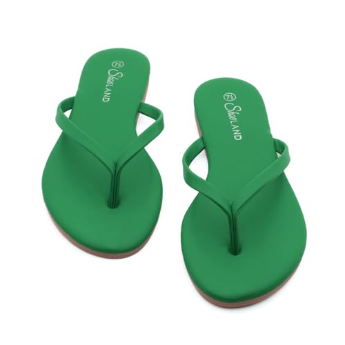 Image of Shoe Land Thong Flip Flops for Women, Memory Foam Flat Sandals, Lightweight Summer Slides, Non Slip Comfort Sandals for Beach, Travel and Everyday Wear