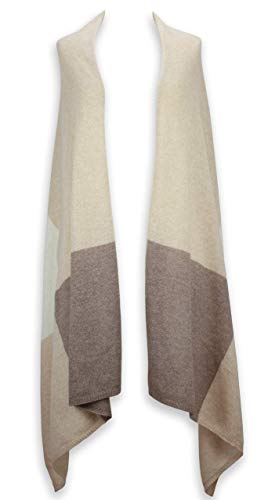 Jet&Bo 100% Pure Cashmere Lightweight Travel Wrap, Shawl & Scarf Beige Colorblock, Storage Bag + Gift Box2