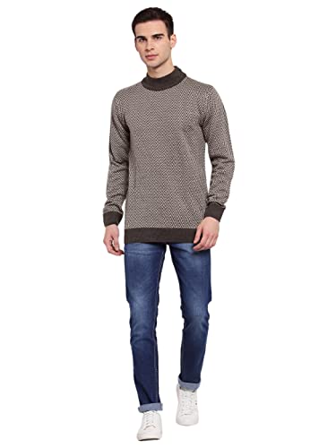 Image of Style Quotient Men Brown & Beige Chevron Pullover
