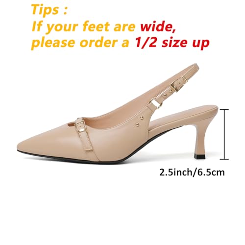 Image of Mostrin Kitten Heels for Women Slingback Pointed Closed Toe Heels Women's Pumps Shoes for Wedding, Party, Commuting