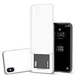 DesignSkin iPhone Xs MAX Sliding Card Holder Case, Extreme Heavy Duty Triple Layer Bumper Protection Wallet Cover with Storage Slot Slider for Apple iPhoneXS MAX - White Pearl