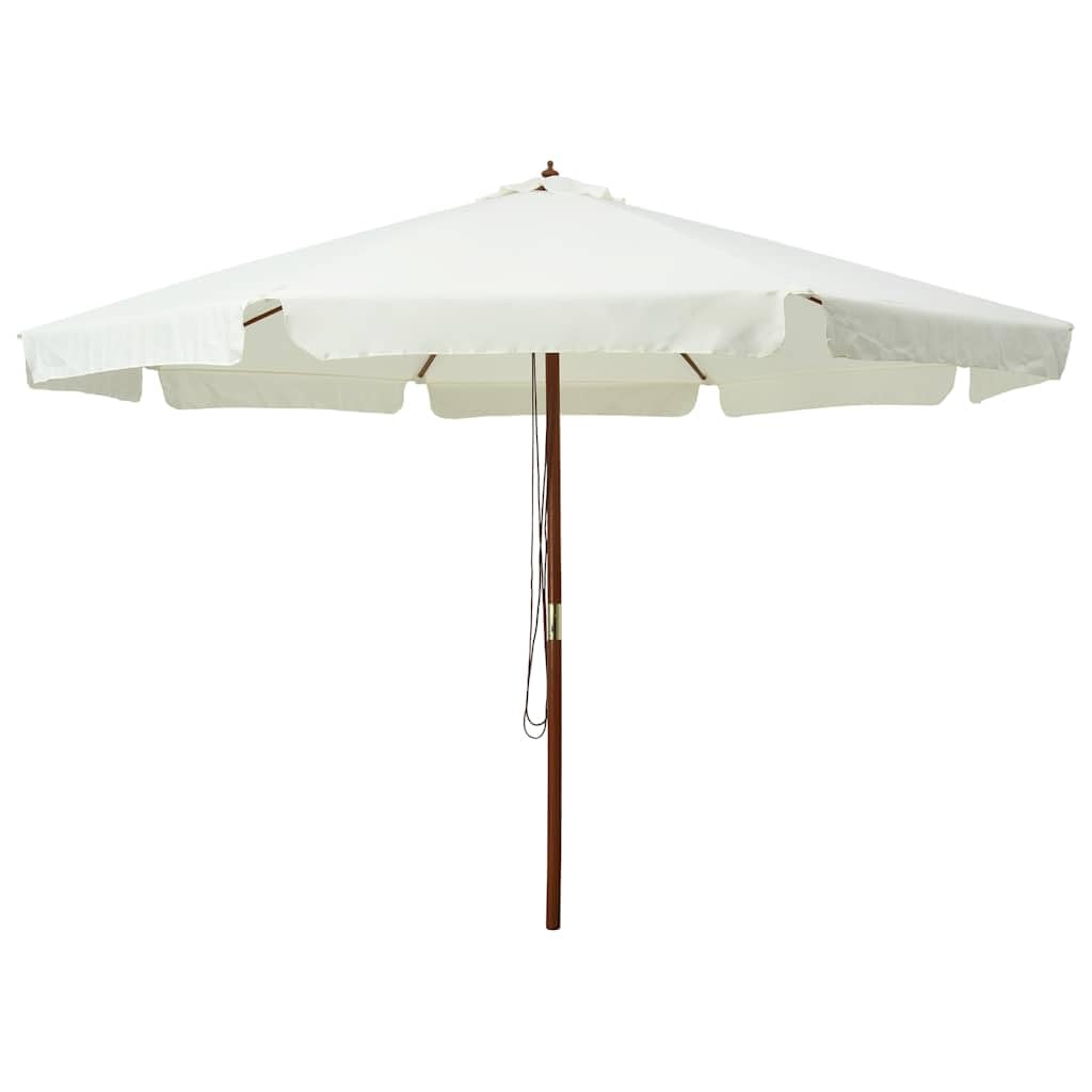 Ombrellone da giardino da 330 cm, con palo in legno e doppio cavo per bottiglia, grande ombrellone da terrazza in poliestere, per giardino, terrazza e mercato
