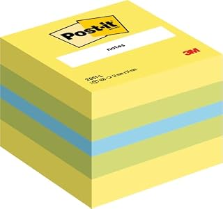 Post-it Notes - Mini Cube - Neon Yellow, Ultra Green, Ultra Blue, Ultra Green, Neon Yellow - 400 Sheets - 51 mm x 51 mm
