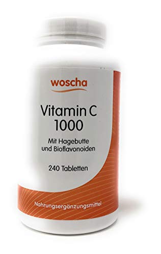 woscha Vitamin C 1000mg mit Hagebutte und Bioflavonoide 240 Tabletten (384g) (vegan) Cover