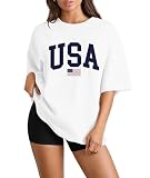 KESIHAN Womens USA T Shirt American Flag Patriotic Shirts Womens Graphic T Shirts Round Neck Short Sleeve Tops