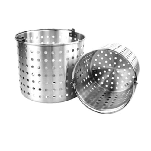 FSE ALSKBK002 Steamer Basket, fits 16 Quart Pot ALSKSP003, Perforated, Lift Pail Handle, Aluminum, Mirror-Finish