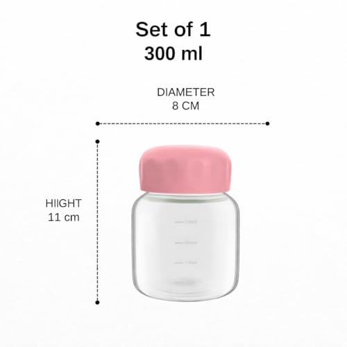 Image of 300ml Glass Storage Jars with Leakproof Lids Multipurpose Reusable Bottles for Juicing, Water, Smoothies - Modular Kitchen Organizer, Cookies Jar, BPA-Free & Travel Friendly Pack of 1 (multi colur)