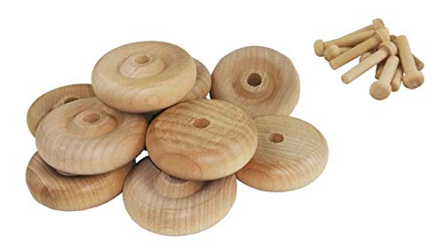 Wood Wheels - 24 Pack with Free Axle Pegs - Made in USA (1.5