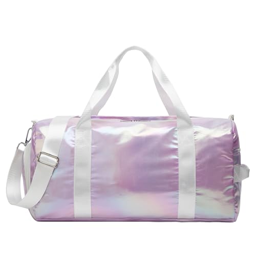 Women's Shimmery Waterproof Dance Gym Bag with Shoe Compartment (Purple)