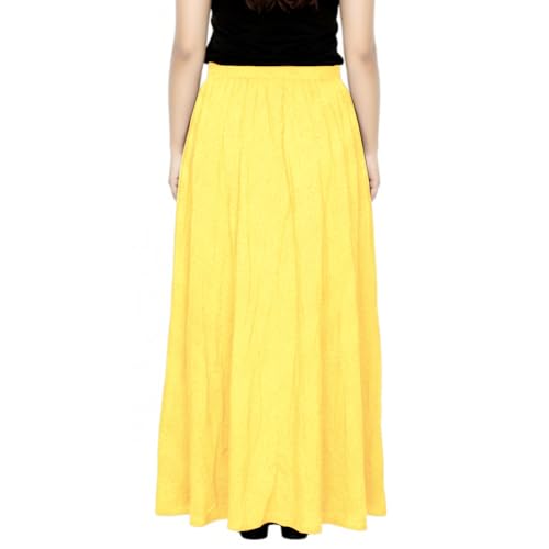 Image of Sttoffa Women Solid Color Maxi Plain Cotton Full Length White Skirt 40 inch Long Cotton Long Skirt