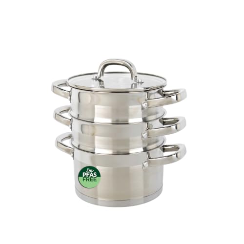 Salter Timeless Cuiseur vapeur 3 niveaux 18 cm en acier inoxydable