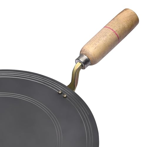 Image of VISMAY'S 12 Inch Food Grade Pure Iron Dosa Tawa Lohe ka Tava Multipurpose Chapati Utappam Thawa Smooth Edge Metal Spoon Friendly Strong Wooden Handle Gas Compatible