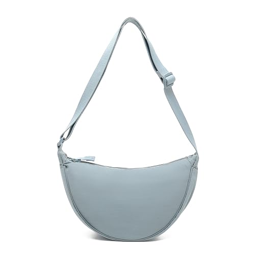 Sling Bag Feminina Meia-Lua, Alça Ajustável, Design Minimalista e Leve (Azul)