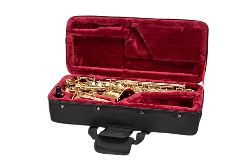 Crossrock Estojo de espuma de saxofone alto | Bolsa preta leve com tecido moderno, interior de pelúcia e compartimentos de armazenamento (CRP300ASBK-R)