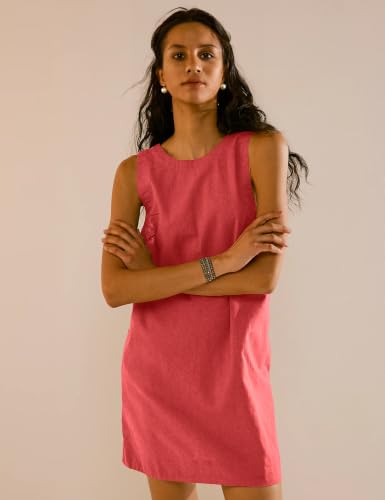 Image of VIUTIL Womens Summer Linen Mini Dress Boat Neck Low Back Sleeveless Tank Dresses with Pockets 2026 Vacation Outfits