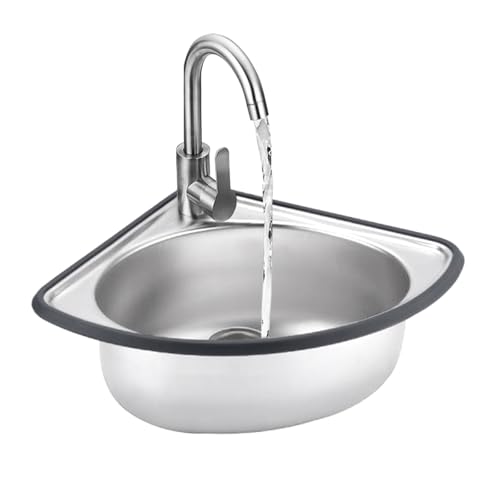 Évier cuisine Évier d'Angle de Cuisine,Lavabo d'angle en Inox, Evier de Cuisine 1 bac,Évier triangulaire d'angle mural,32x26x13 cm,32x26x15 cm(Deep 15cm)