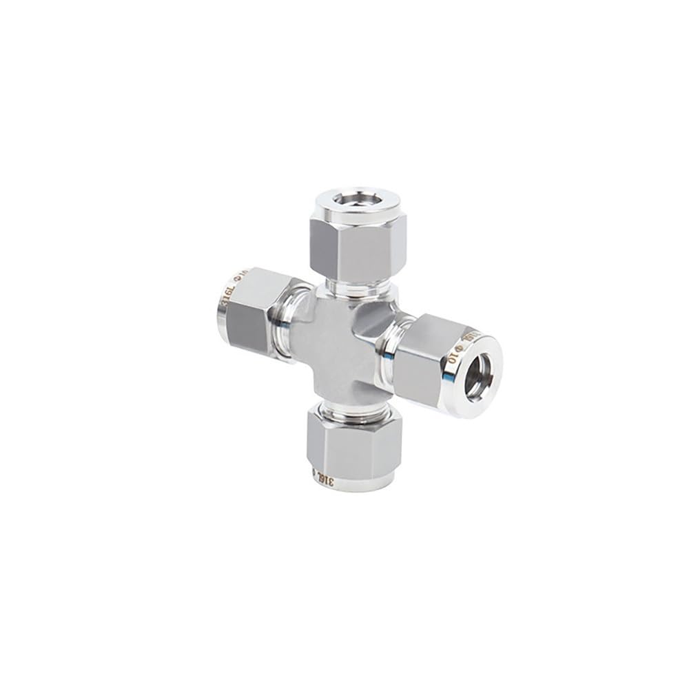 Conector Cruzado De 4 Vías De Doble Virola, Unión De Tubería De Acero Inoxidable 316, Accesorio De Tubo Resistente Al Calor for Tubería De Gas Fluido(12 mm LOK)