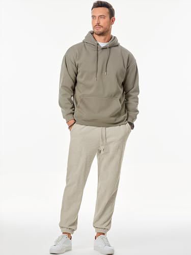 JMIERR Mens Casual Pants Waffle Textured Drawstring Stretch Elastic Waist Tapered Joggers with Pockets4