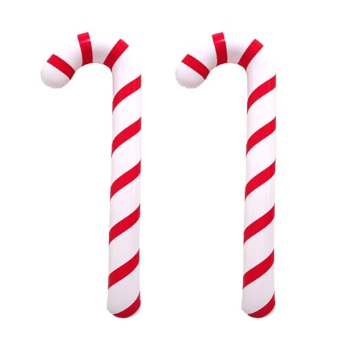 Soochat 2 Pcs Inflatable Candy Canes Balloons Inflatable Christmas Candy Cane for for Christmas Indoor and Outdoor Party Decorations Winter Holiday Supplies (Red)