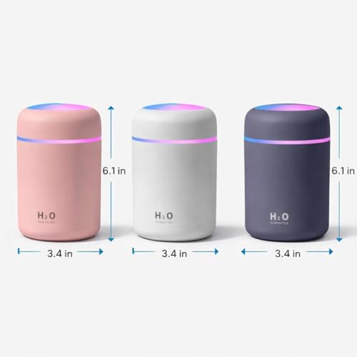 Image of 300ml Essential Oil Diffuser & Humidifier - Ultrasonic Cool Mist with Quiet Operation, LED Lights - Aromatherapy Air Freshener for Home, Office, Car(Colours May Vary)