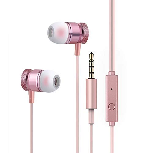 Wired Headphone Metal Earbuds by Amasing Noise Cancelling Stereo Heave Bass Earphones with Micphone Mic?in Ear Headphones Magnetic Design for iPhone 5 6 Pink Samsung M9