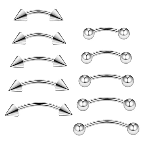 Gojewen 10pcs Curva Barbell Ceja Piercing Labio Piercing 6-14mm Acero Inoxidable Plata Piercing Nariz Septum Ceja Helix Rook | Ya disponible en tu tienda friki favorita! En mundofriki.es!