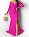 A ADILACA Women's Off Shoulder High Split Long Formal Party Maxi Dress Evening Gown, Womens Satin Dress Long Sleeve Bodycon Evening Gown, Off Shoulder Dresses for Women (Hot Pink, L)