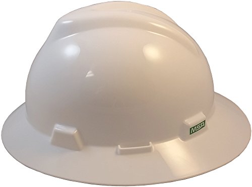 Msa V Full Brim Hard Hats W/ Fastrac Iii Suspensions With Handy Tote Bag - White #TOP2
