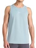 Reebok Men’s Triathlon Scoop Neck Tank Top, Standard Fit, Lightweight Cotton-Poly Jersey Fabric, Slate, Small