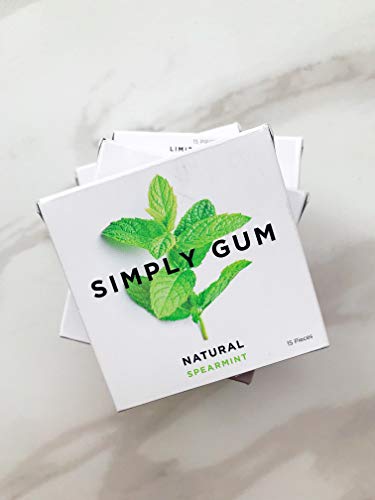 Simply Gum | Spearmint | Pack of Six (90 Pieces Total) | Synthetic Free + Aspartame Free + non GMO