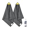 loukin 2pcs Magnetic Whiteboard Cleaning Cloth, Dry Erase Cleaning Cloth for Classroom, Home and Office Use, Reusable and Washable, Gray, 12" x 12", Free 3.4oz Whiteboard Cleaner Included