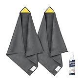 loukin 2pcs Magnetic Whiteboard Cleaning Cloth, Dry Erase Cleaning Cloth for Classroom, Home and Office Use, Reusable and Washable, Gray, 12" x 12", Free 3.4oz Whiteboard Cleaner Included