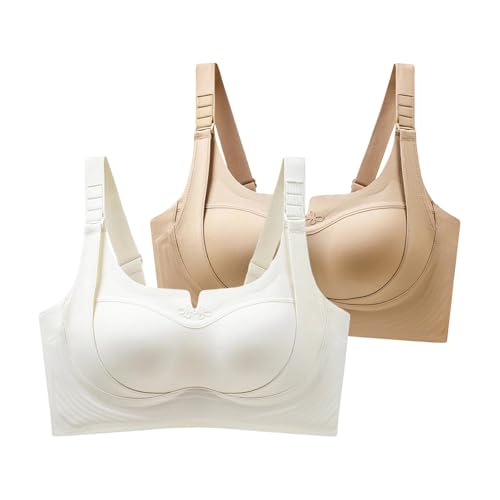 2PC Push Up Bras for Seniors Women Adjustable Strap Lifting Bras Best Lifting Bra for Sagging Breasts Brown,38