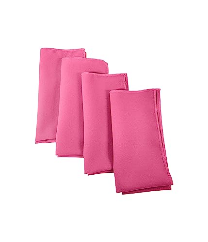 LA Linen 4-Pack Poly Blend Napkins - Soft, Washable, Stain & Wrinkle Resistant - Dinner & Party Napkins - Hot Pink, 18x18