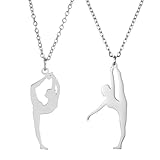 AEUXZA 2 collares de gimnasta en acero inoxidable, joyería de gimnasia artística para niñas y mujeres, resistente y amigable con la piel, símbolo de gracia y fuerza