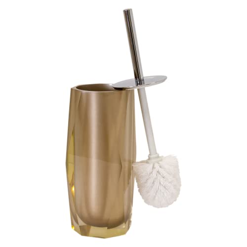 Faceted Toilet Brush, Durable Resin, Discreet Design, Stainless Steel Handle, for Stylish Bathroom Decor, Bronze, 4x16, Sold Individually
