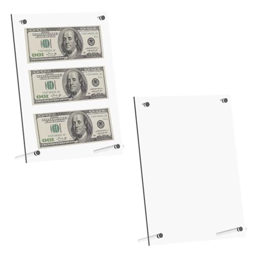 2 pezzi Cornici Portafoto in Acrilico Trasparente A4 Cornici magnetiche Telaio di valuta Dollaro Bill Holders Protezione biglietti per Cartamoneta Dollaro Conto Immagine Casa Ufficio