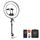 NEEWER RL45B 18' Edge Lit Desk Ring Light for Phone Camera Laptop LED Lighting Kit Phone Holder Desktop Stand Ball Head Mount Video Conference Webcam Recording Zoom Call Streaming Makeup Selfie