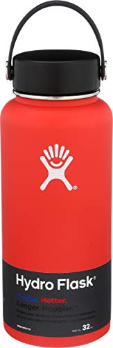 Hydro Flask 32 oz Double Wall Vacuum Insulated Stainless Steel Leak Proof Sports Water Bottle, Wide Mouth with BPA Free Flex Cap, Lava