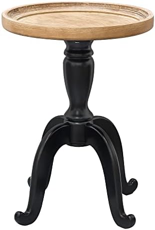  Rustic Farmhouse Cottagecore Accent End Table, Natural Tray Top Side Table Nightstand for Family, Dinning or Living Room, Handcrafted Finish, Modern, 18" L x 18" W x 25" H (Black)