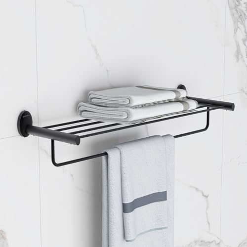 Image of Plantex 304 Grade Stainless Steel 24-Inch Towel Rack for Bathroom /Towel Rod /Towel Hanger Stand /Bathroom Accessories - Oreva (Black)