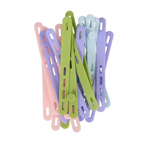 20 piezas de bridas reutilizables de silicona para organización de cables, correas para gestión de cables en escritorio