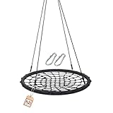h2i Nestschaukel für Kinder & Erwachsene | wetterfeste Rundschaukel Ø 100 cm | höhenverstellbare Seile | Outdoor-Schaukel bis 200kg belastbar | schwarz
