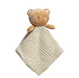 Pearhead Baby Teddy Bear Lovey Blanket - Soft Snuggle Toy for Infants & Toddlers, Stocking Stuffer Ideas for Babies, Newborn, Stuffed Animal Security Lovie, Cotton Muslin