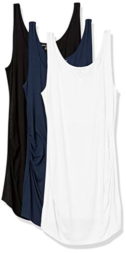 Amazon Essentials Women's Maternity Rouched Tank Top, Pack Of 3, Black/White/Navy, Medium #TOP16