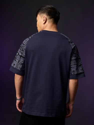 Image of The Souled Store: Black Panther Wakanda Forever Men and Boys Short Sleeves Round Neck Graphic Printed Cotton Oversized Comfortable Lightweight All-Season T-Shirt
